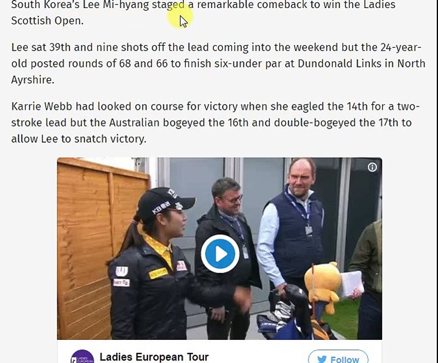 Lee Mi-hyang makes terrific comeback to win Ladies Scottish Title