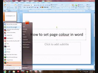 How to set page colour in word 2007