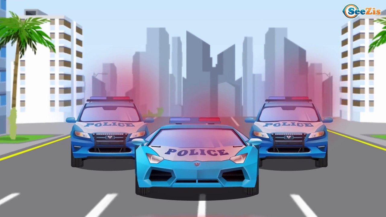 Police Car and Bad Cars w Big Monster Truck - Real Race Cartoon for Kids