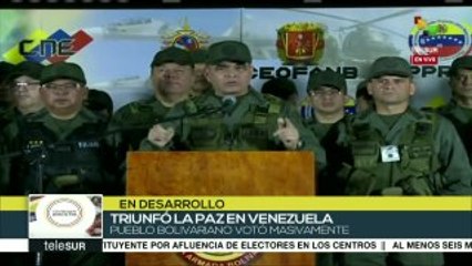 Pide ministro de Defensa de Vzla. al pueblo aguardar resultados de CNE