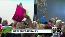 Mayor Stanton and dignitaries gather for healthcare rally