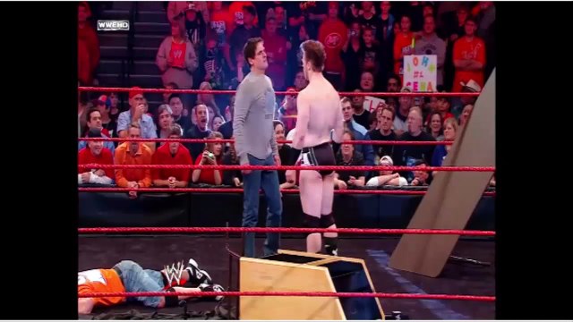 Sheamus puts Mark Cuban through a table: Raw, Dec. 7, 2009 USA SPORTS