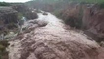 New Mexico Monsoon Turns Creek into Raging Torrent