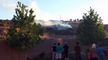 Brush fire burns on hillside in San Jose, California