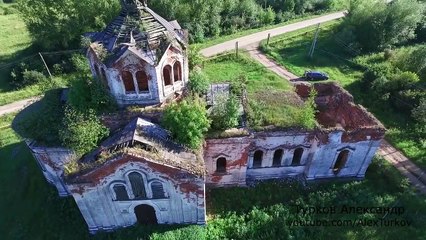 Вид сверху. Какино.  Нижегородская область Церковь Троицы Живоначальной