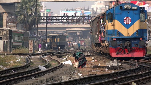 Rajshahi Express Train of Bangladesh Railway Entering Dhaka Railway Station