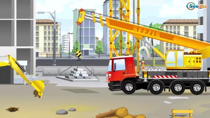 Monster Truck Vs Red Bulldozer in the City! Real Hot Race in Car Cartoon | Video For Kids