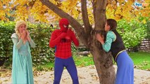 Frozen Elsa LOSES HER TONGUE! w/ Spiderman Joker Anna Disney Princess Superhero IRL