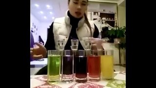 A Girl Drinks Alcohol