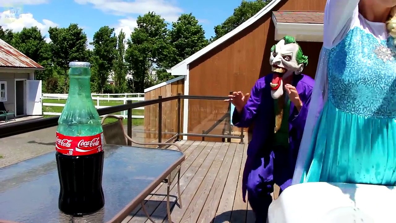 Frozen Elsa GIANT COCA COLA! w_ Spiderman Joker Banana Pool Finger Family Learn Colors Kid Song IRL-05Db11Daq3Y