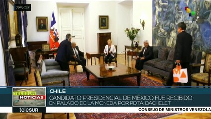 Michelle Bachelet recibe a López Obrador en el Palacio de la Moneda