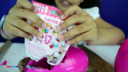 BASHING Giant Chocolate Hello Kitty Huge Egg Surprise Toy Opening Candy & Sweets Review