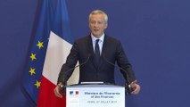 Point presse de Bruno Le Maire sur les chantiers navals STX de Saint-Nazaire, le 27 juillet 2017