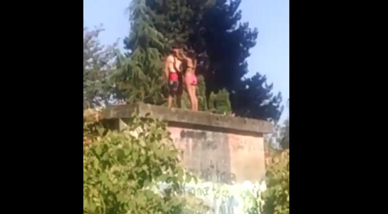 Girlfriend Attempts To Stop Her Man From Jumping