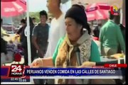 Peruanos venden comida en las calles de Santiago de Chile
