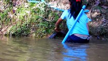 Amazing Girl Uses PVC Pipe Compound BowFishing To Shoot Fish Khmer Fishing At Siem Reap Ca