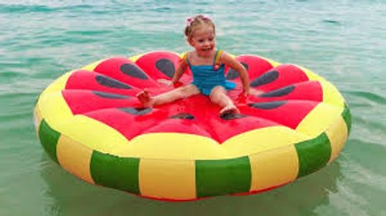 Roleplay with Funny Baby ride by toy car and playing on the sea Nursery Rhymes Songs for kids