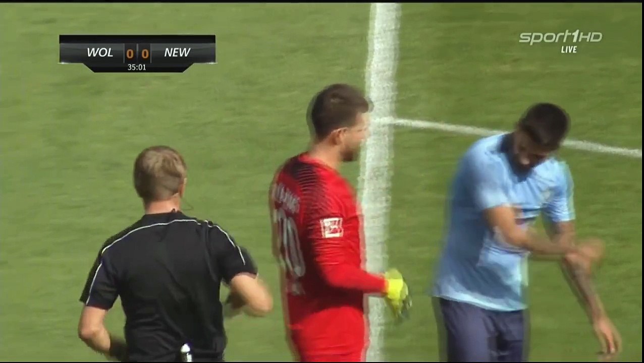 Goalkeeper misses the ball and Mitrovic Gets yelow card - VfL Wolfsburg vs Newcastle United F.C. 0-0  02.08.2017 (HD)