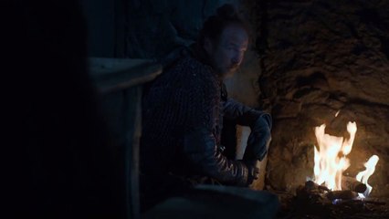 Game of Thrones 7x01 - The Hound traveling with Thoros of Myr and Beric