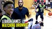 LeBron James watches Son Bronny Play & Gets TOO HYPE! Blue Chips vs Team Billups