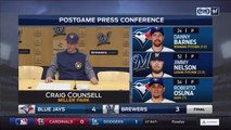 Counsell praises Brewers pitcher Nelson after loss to Blue Jays