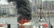 Onlookers Watch as Flames Engulf Boat at Victoria's Fisherman's Wharf