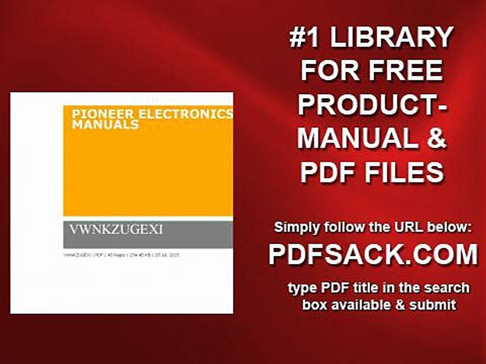 Pioneer Electronics Manuals
