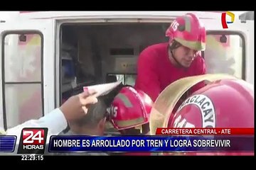 Hombre sobrevive tras ser atropellado por tren en la Carretera Central