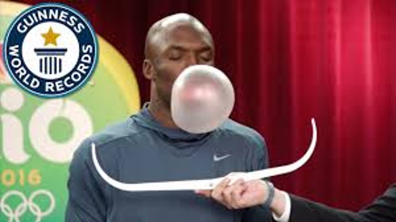 USA Olympians attempt the Largest bubblegum bubble world record