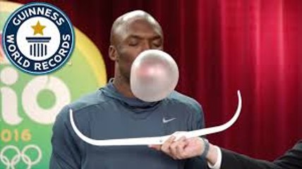 USA Olympians attempt the Largest bubblegum bubble world record