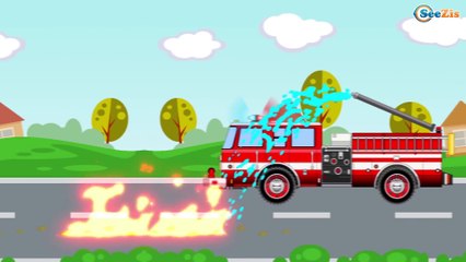 Camion Rouge - Voitures de construction - Vidéo Éducative de Voitures Pour Enfants