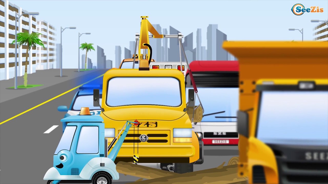 The Truck w Bulldozer and Cement Mixer Truck - Car Cartoons for Kids - New Trucks for children