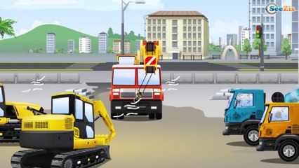 The Yellow Bulldozer and The Crane + 1 Hour Kids Video | Construction Trucks & Vehicles Cartoons
