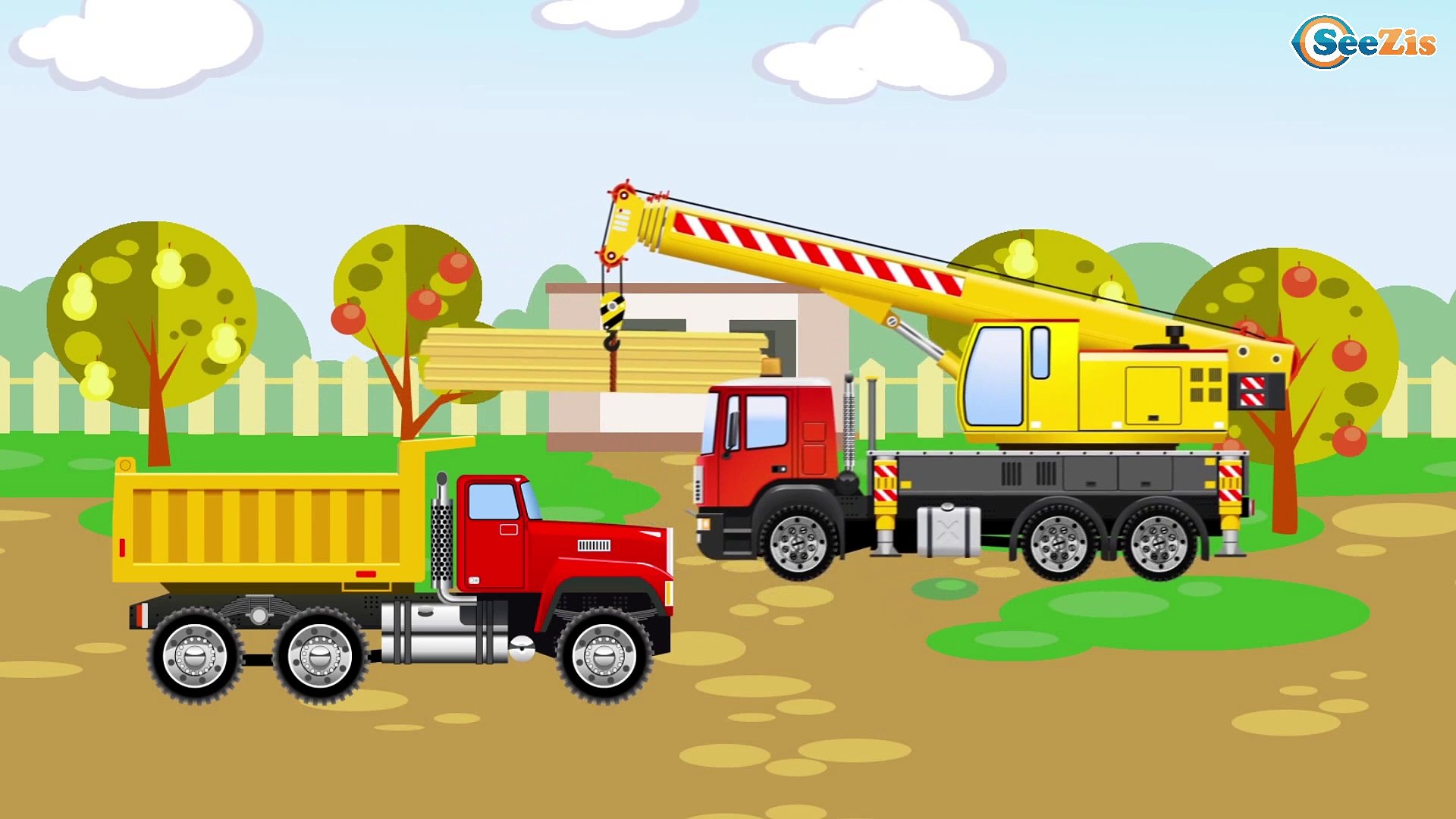 truck and jcb cartoon