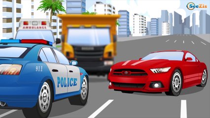 Learn Vehicles The Police Car chases Racing Cars - Emergency Car - New Cartoons for Kids
