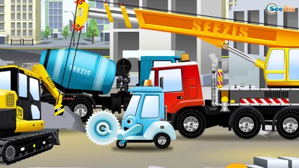 Cartoons for kids Full Episode with Giant Cement Mixer Truck & Bip Bip Car New Animation