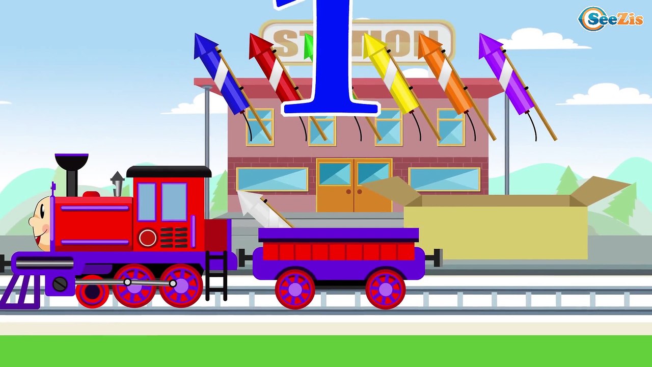 LEARN COLORS for Kids w Trains - New Car Cartoo...