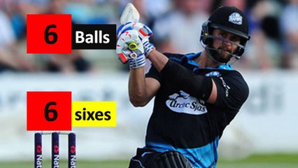 Ross Whiteley 6 Sixes in 6 Balls in NatWest T2