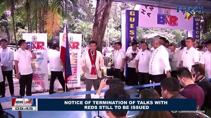 Notice of Termination of talks with Reds still to be issued