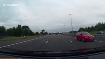 Car filmed going wrong way down UK motorway before crash