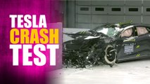 2017 Tesla Model S small overlap IIHS crash test