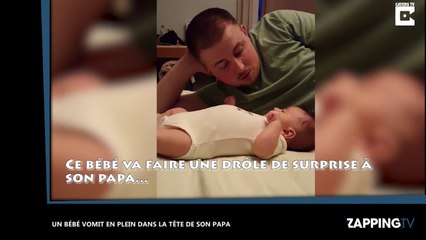 Un bébé vomit en plein dans la tête de son papa (vidéo)