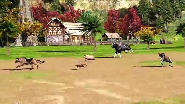 Domestic Animals Race - Dog, Cat, Cow, Pig and Goat Animals Running Race for Kids