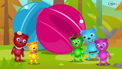 Learn Colors Gummy Bear Crying Big Giant Lollipop Finger Family song for babies