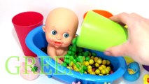 Learn Colors M&M Chocolate Baby Doll Bath Time Surprise Toys With Nursery Rhymes Finger Family song