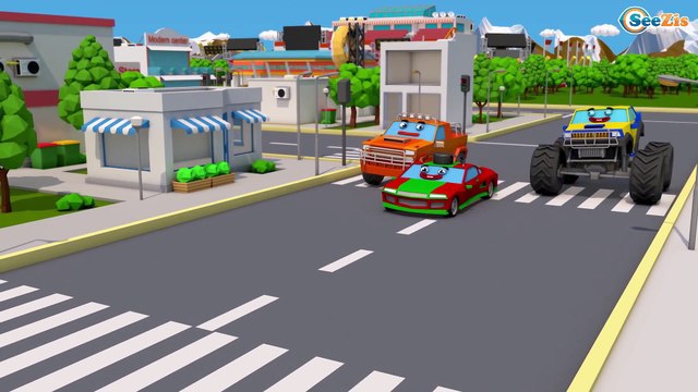 Yellow Excavator - Color Trucks For Kids - Children Video 3D Animation Cars & Truck Stories