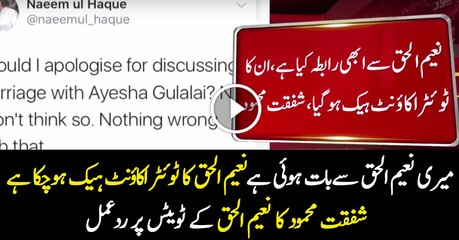 Shafqat Mahmood reaction to Naeem ul Haq tweet about from Ayesha Gulalai