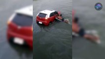 Driver And Passenger Trapped In Sinking Car Rescued