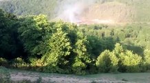 Последствия взрыва танковых боеприпасов в Абхазии в с. Приморское