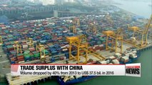 Korea's trade surplus with China dwindles in 2016